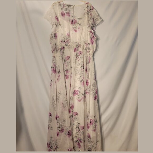 White with Purple Flower Formal Maxi Dress Torrid 4x NWOT - Picture 3 of 8